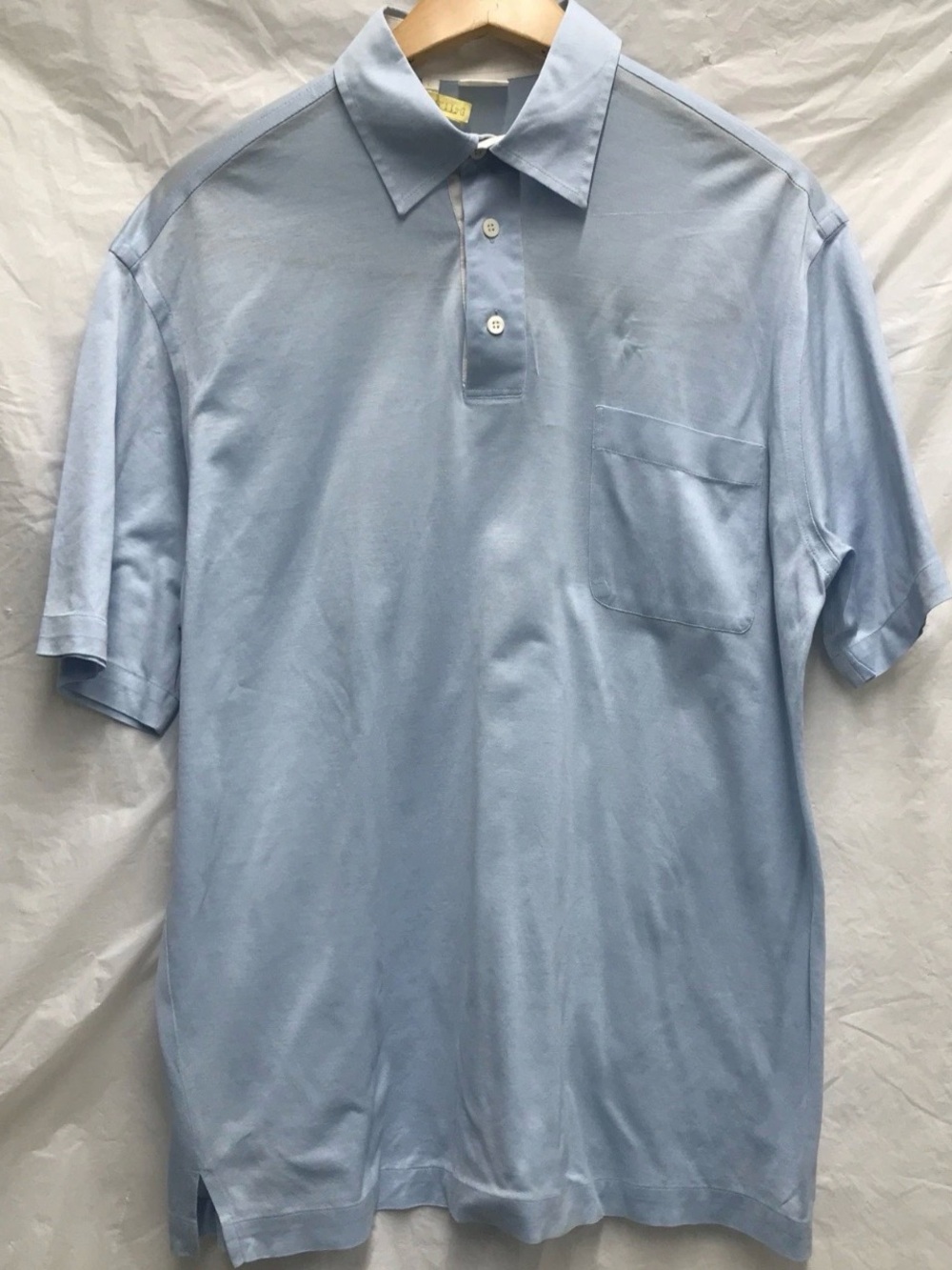 Brioni Light Blue Short-Sleeve Polo with Chest Pocket